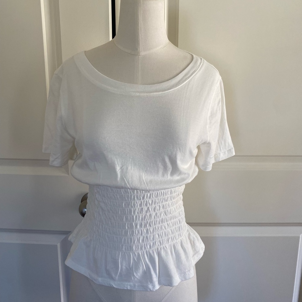 Maeve Anthropologie white crop tee